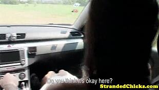 Classy Hitchhiking Amateur Rubs Cock in Public