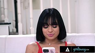 Girlsway's mischievous petite 18+ aria valencia learns rough lesson from angry milfs in lesbian gangbang