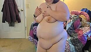 bbw in lingerie teases with slow striptease and big natural curves