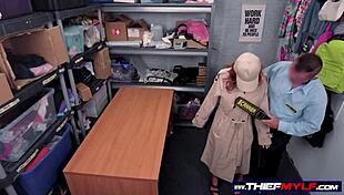 milf shoplifter gets caught and roughly fucked by security guard