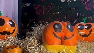 Horny Teen Whore Bent Over In Doggystyle Gets Double Creampie In Spooky Pumpkin Patch