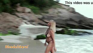 African Couple Fucks Naked Slut In Bikini On Beach With Blowjob