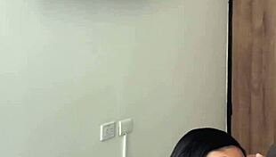 cute brunette giving sloppy blowjob to stepbro 😏