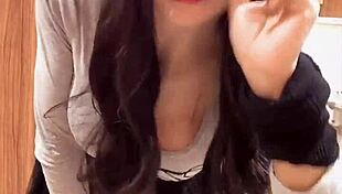 japanese shemale crossdresses and masturbates quietly in solo video