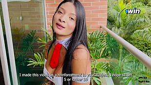 Horny latina plays with her big ass solo