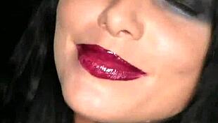 Chained and roughed up by Derrick Pierce, the brunette gets blowjob and cumshot on her big tits.