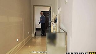 I couldn’t resist April Velvet’s natural tits milking my neighbor’s huge cock while hubby was next door