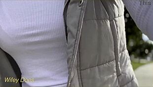 Look at Wifey’s Amazing Tits in Tight Shirt on Public Bike Dare!