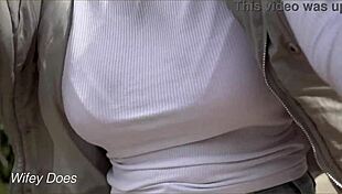Look at Wifey’s Amazing Tits in Tight Shirt on Public Bike Dare!