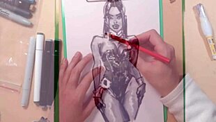 Sketching A Sexy Brunette In Latex With Athletic Curves