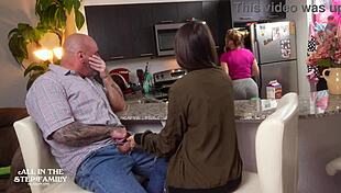 Sex freak freya visits stepdad and new wife for handjob and riding 😈