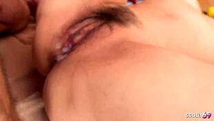 Old guy and young 18+ seduce Japanese girl for BDSM roleplay. Double creampie in public pool MMF 3some.