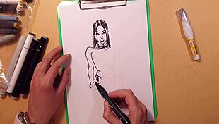 Sketching A Sexy Brunette In Latex With Athletic Curves