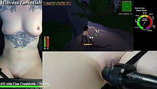 naked goth gamer girl plays hentai survival with monster girls 😈