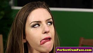 Cumdrenched British Babe Fed Spunk With Spoon