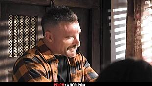 Perv stepdad bangs naughty stepson’s girlfriend doggy style from behind