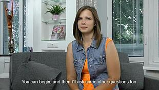 Virgin casting features chubby Sandra Bulka in solo action.