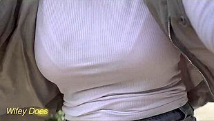 Look at Wifey’s Amazing Tits in Tight Shirt on Public Bike Dare!