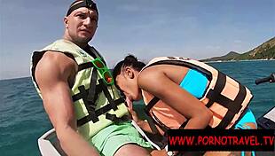 Asian holiday blowjob in public outdoor spot