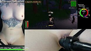 naked goth gamer girl plays hentai survival with monster girls 😈