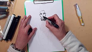 Sketching A Sexy Brunette In Latex With Athletic Curves