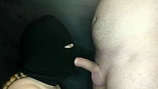 Step Sister's Hot Mouth Sucks Monster Cock Hidden By Balaclava