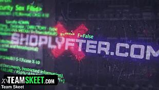 Hey, check out this juicy submissive babe getting punished in the shop with her pussy ripped open