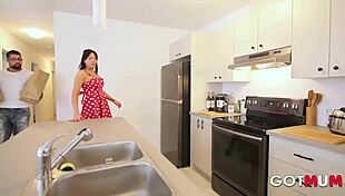 got mum - a busty milf getting fucked on the counter by her neighbor in rough pov sex.