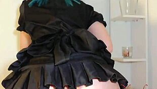 curvy maid in costume rides and squirts during doggystyle fucking