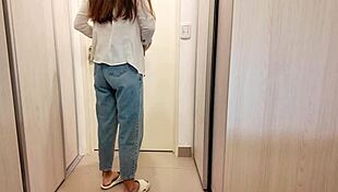 My stepmother gave me a quick handjob into her panties before work