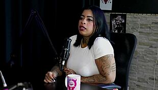 Marcelly Mello explains differences while exposing in sheer red lingerie for fetish compilation.