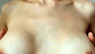 lactating milf sprays breastmilk while riding dildo to wet climax