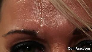 Horny Beauty Gets Facial Cumshot And Eats It!