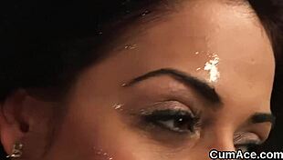 Horny Beauty Gets Facial Cumshot And Eats It!