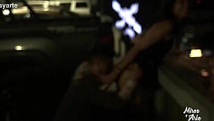 Miroslava lets a stranger lick her pussy in the parking lot.