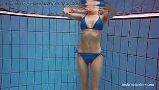 Martina's Tight Pussy in Blue Bikini Underwater