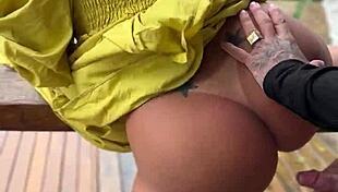 Young wife gets fucked on the porch