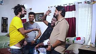 Desi Mallu Bhabhi Banged Hard in Group Sex with Four Local Boys at Home