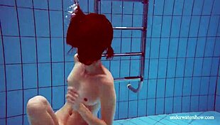 Martina's Tight Pussy in Blue Bikini Underwater