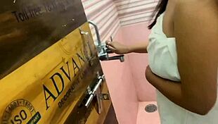 Plumber fucks puny marathi anty standing in bathroom, oral anal orgasm doggystyle bent over hardcore