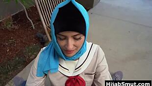 The girl in hijab learns deepthroat and doggystyle from her trainer in a casual session.