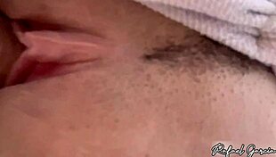 brunette babe gets doggystyle gaping and facial in public hot tub