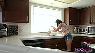 Horny Lesbian Babe Eden Sin Seduces Sexy Plumber Jenna Foxx with Big Ass and Tits.