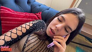 young girl masturbates then fucks two guys