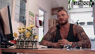 Adventurous beauty dominates big dick receptionist with wild moves at Horny Hostel
