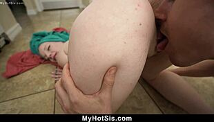 stepbro teaches his petite redhead stepsis all about anal riding and blowjobs in hd 😏