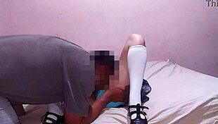 Ay, my little pussy hurts! This naive mexican student fucks her neighbor for gifts when alone at home.