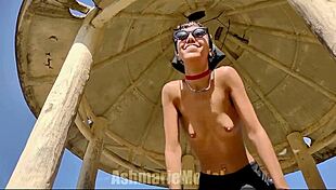 Latina Feels Thrill Dancing Topless Outdoors