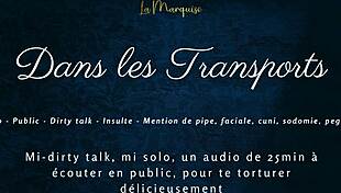 IN PUBLIC TRANSPORTS, a CROSSDRESSER TEASES with DIRTY TALK and MASTURBATES