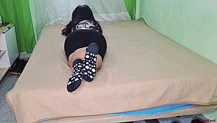 Before the GYM, she MASTURBATES, then her TRAINER FUCKS her ASS and CUMS on her FEET.